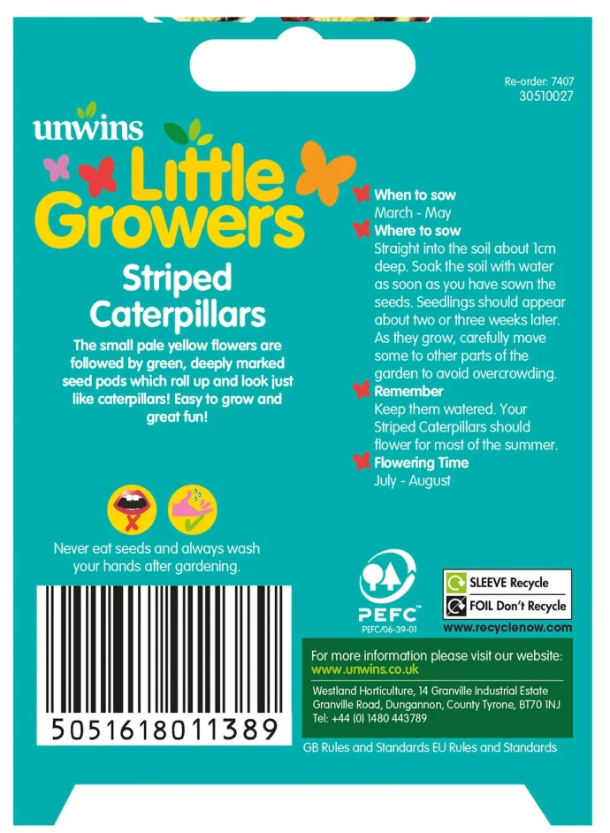 Unwins Little Growers Striped Caterpillars Seeds - Image 2