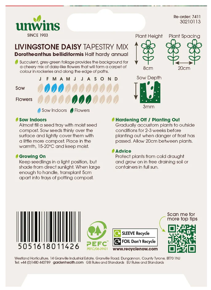 Unwins Livingstone Daisy Tapestry Mix Seeds - Image 2