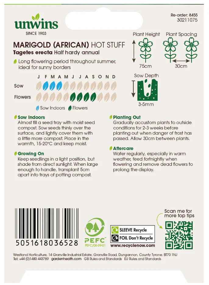 Unwins African Marigold Hot Stuff Seeds - Image 2