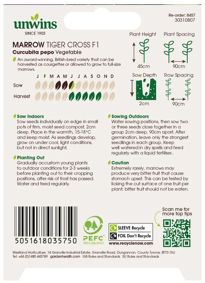 Unwins Marrow Tiger Cross F1 Seeds - Image 2