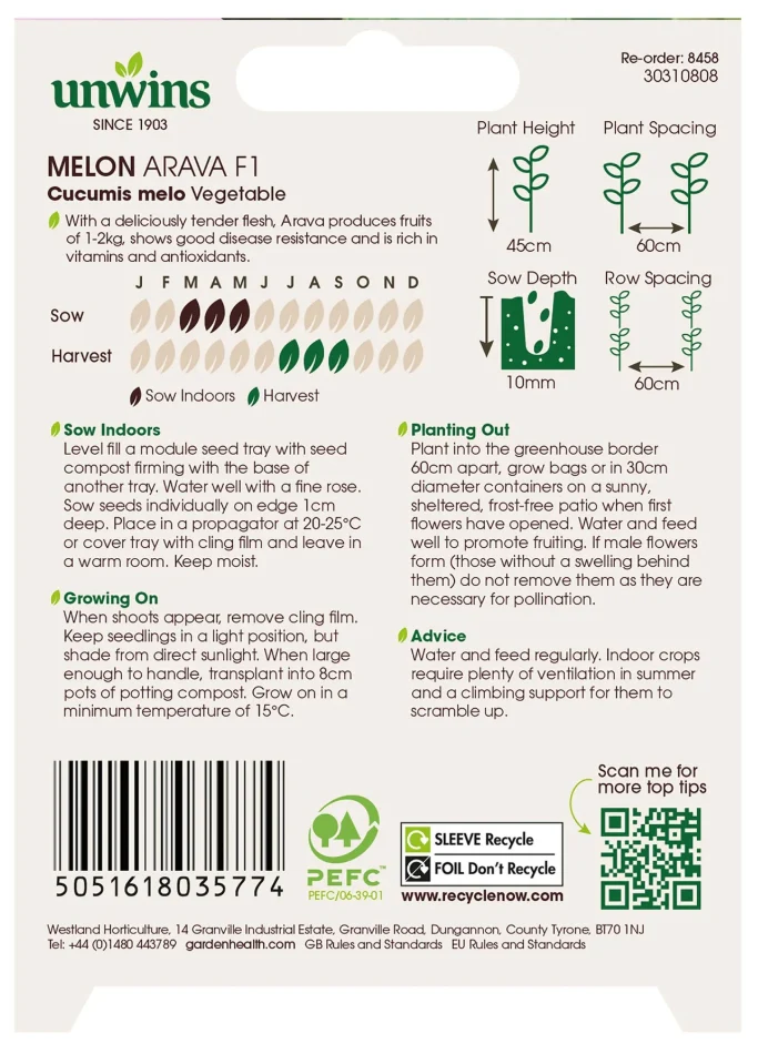 Unwins Melon Arava F1 Seeds - Image 2