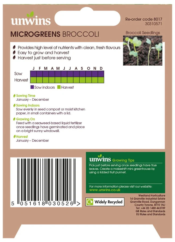 Unwins MicroGreens Broccoli Seeds - Image 2