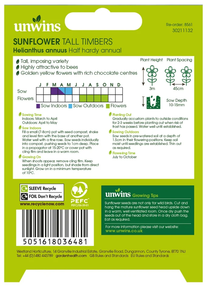 Nature's Haven Sunflower Tall Timbers Seeds - Image 2