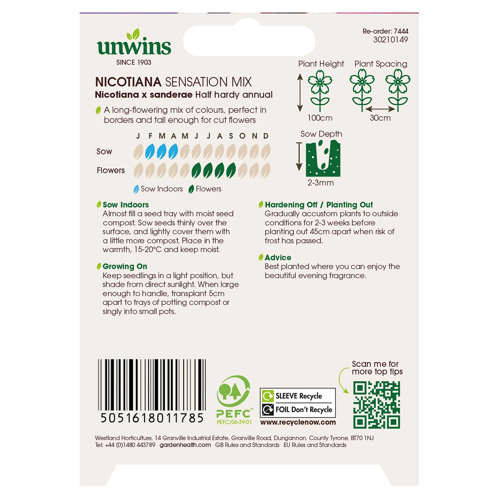 Unwins Nicotiana Sensation Mix Seeds - Image 2