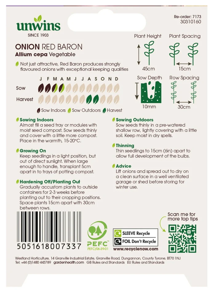 Unwins Onion Red Baron Seeds - Image 2