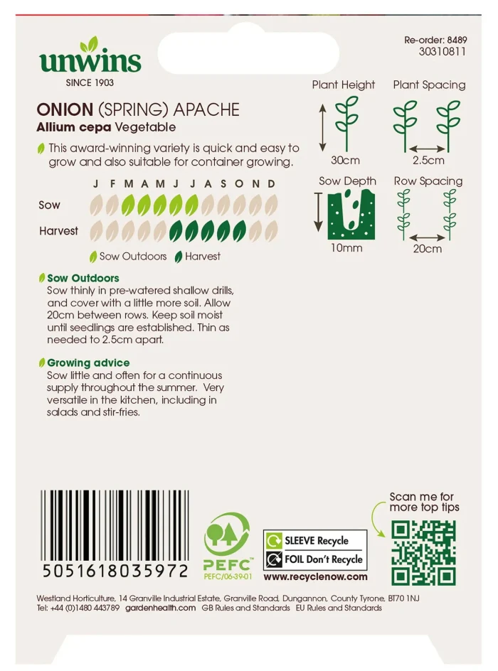 Unwins Spring Onion Apache Seeds - Image 2