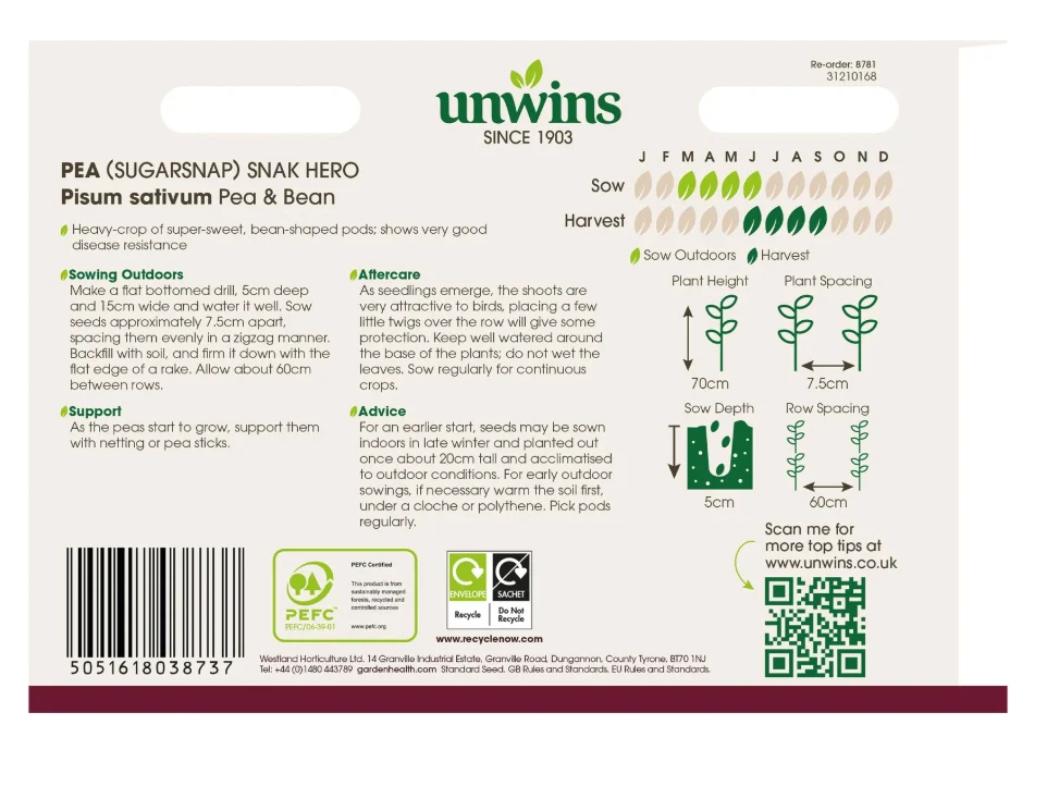 Unwins Sugarsnap Pea Snak Hero Seeds - Image 2