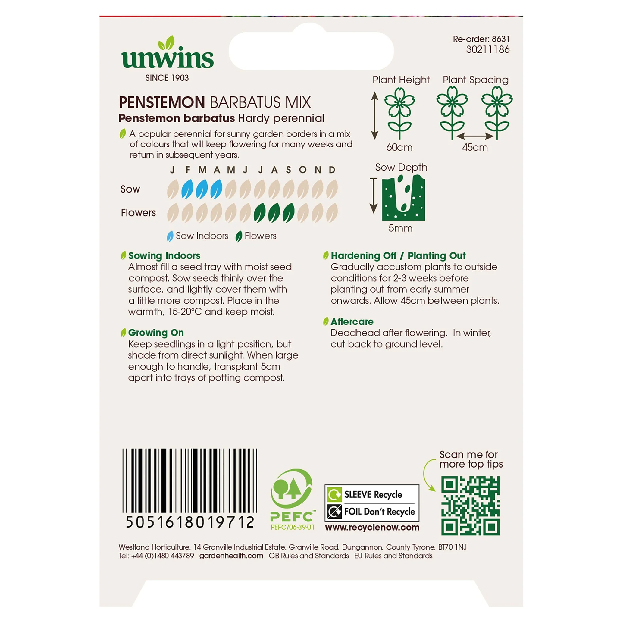 Unwins Penstemon Barbatus Mix Seeds - Image 2