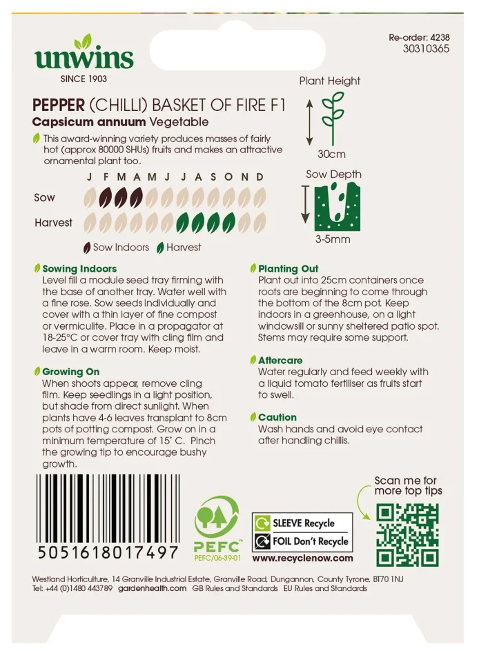 Unwins Chilli Pepper Basket Of Fire F1 Seeds - Image 2