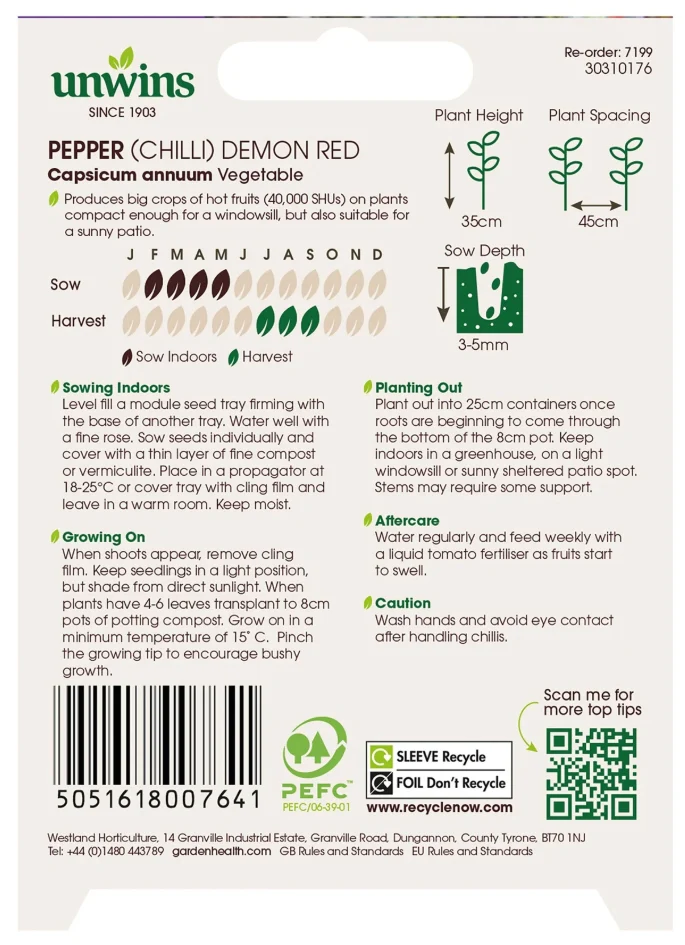 Unwins Chilli Pepper Demon Red Seeds - Image 2