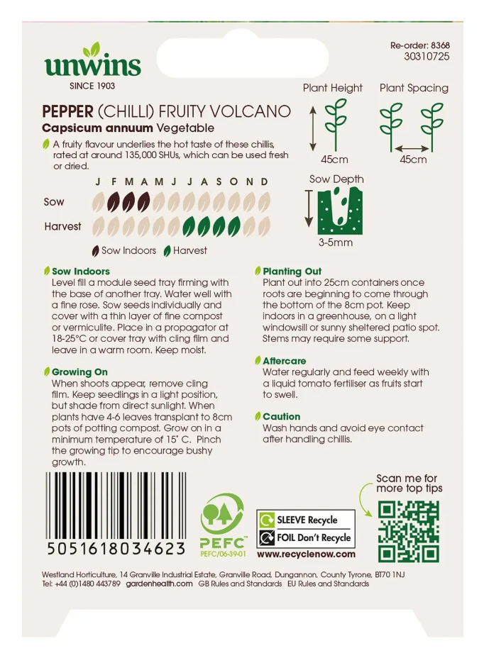 Unwins Chilli Pepper Fruity Volcano Seeds - Image 2
