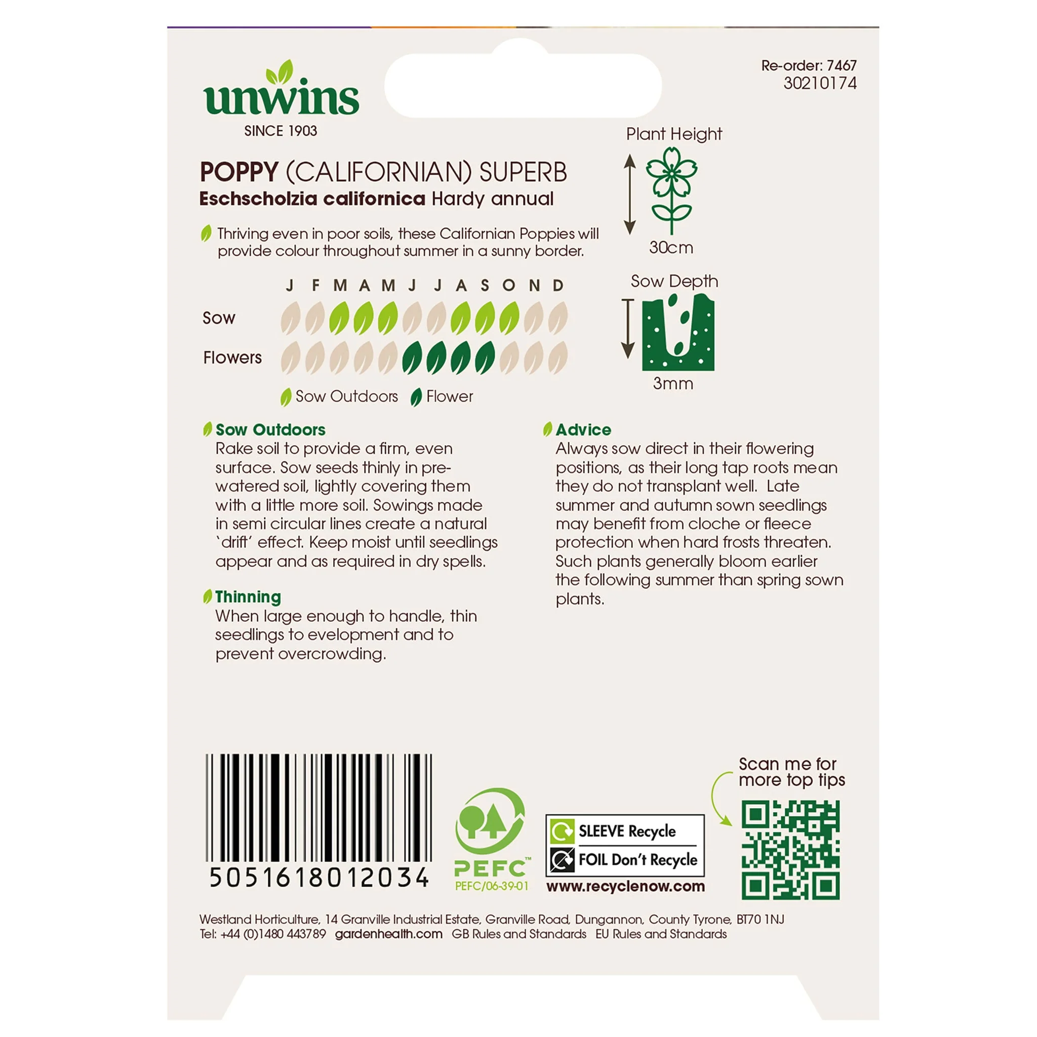 Unwins Californian Poppy Superb Seeds - Image 2