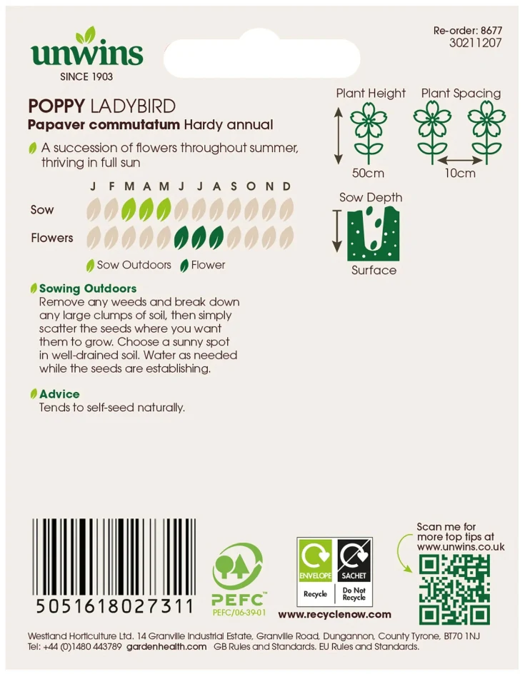 Unwins Poppy Ladybird Seeds - Image 2