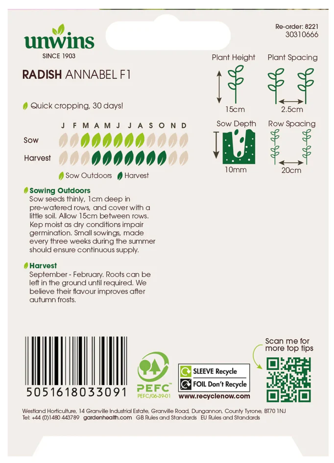 Unwins Radish Annabel F1 Seeds - Image 2