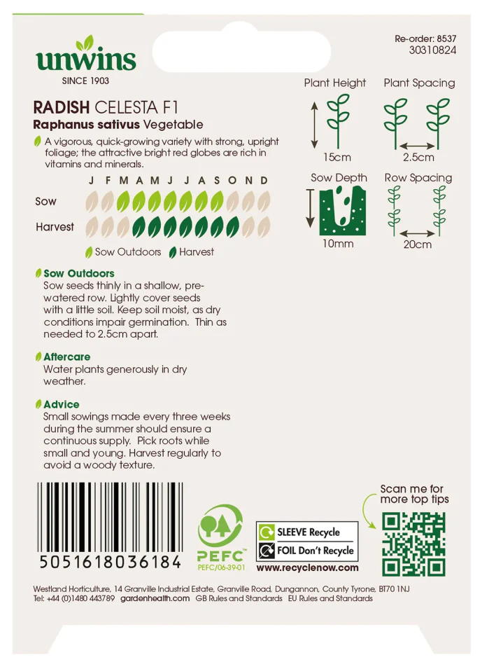 Unwins Radish Celesta F1 Seeds - Image 2