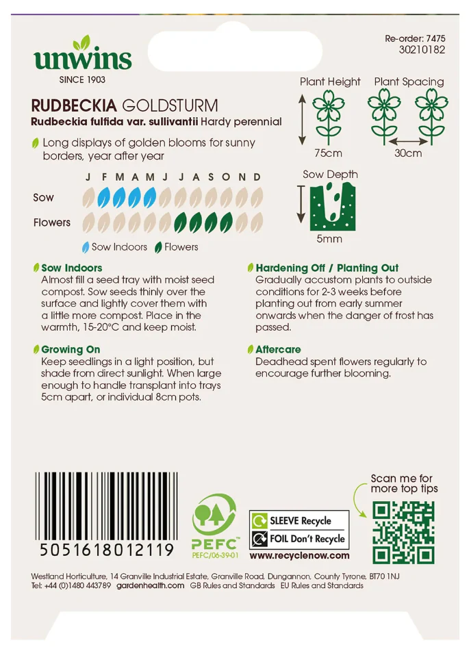Unwins Rudbeckia Goldsturm Seeds - Image 2