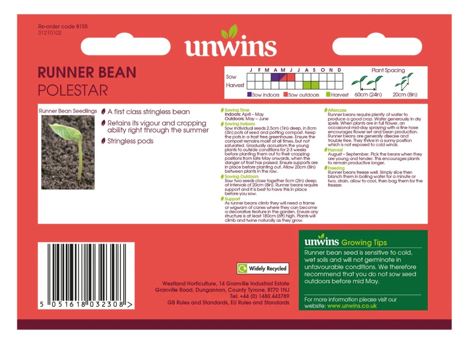 Unwins Runner Bean Polestar Seeds - Image 2