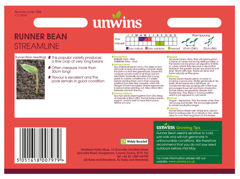 Unwins Runner Bean Streamline - Image 2