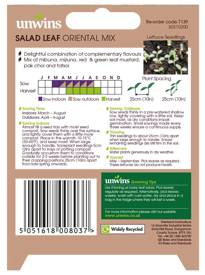 Unwins Salad Leaf Oriental Mix Seeds - Image 2