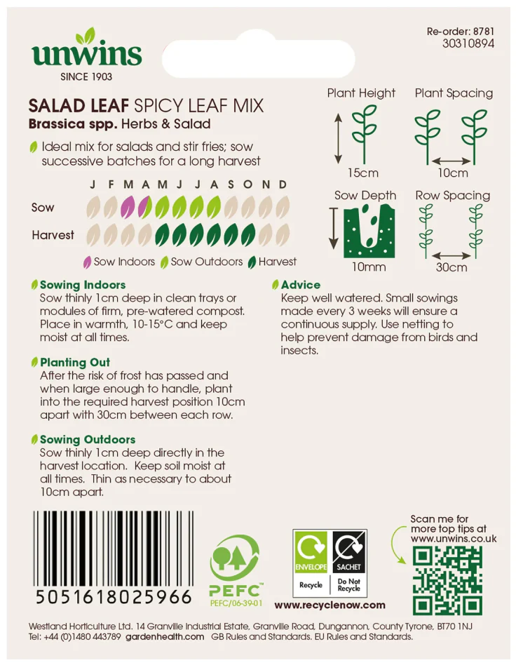 Unwins Salad Leaf Spicy Leaf Mix Seeds - Image 2