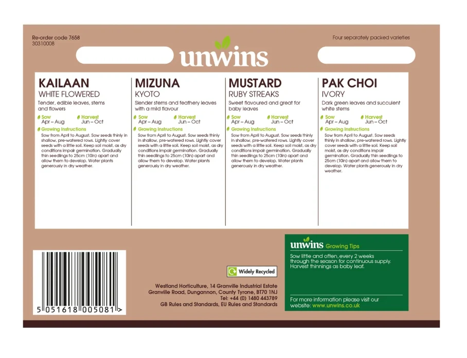 Unwins Salad Spicy Collection Pack Seeds - Image 2