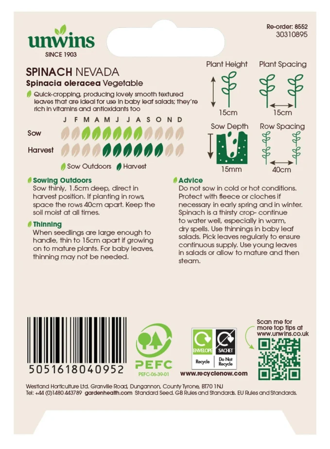 Unwins Spinach Nevada Seeds - Image 2