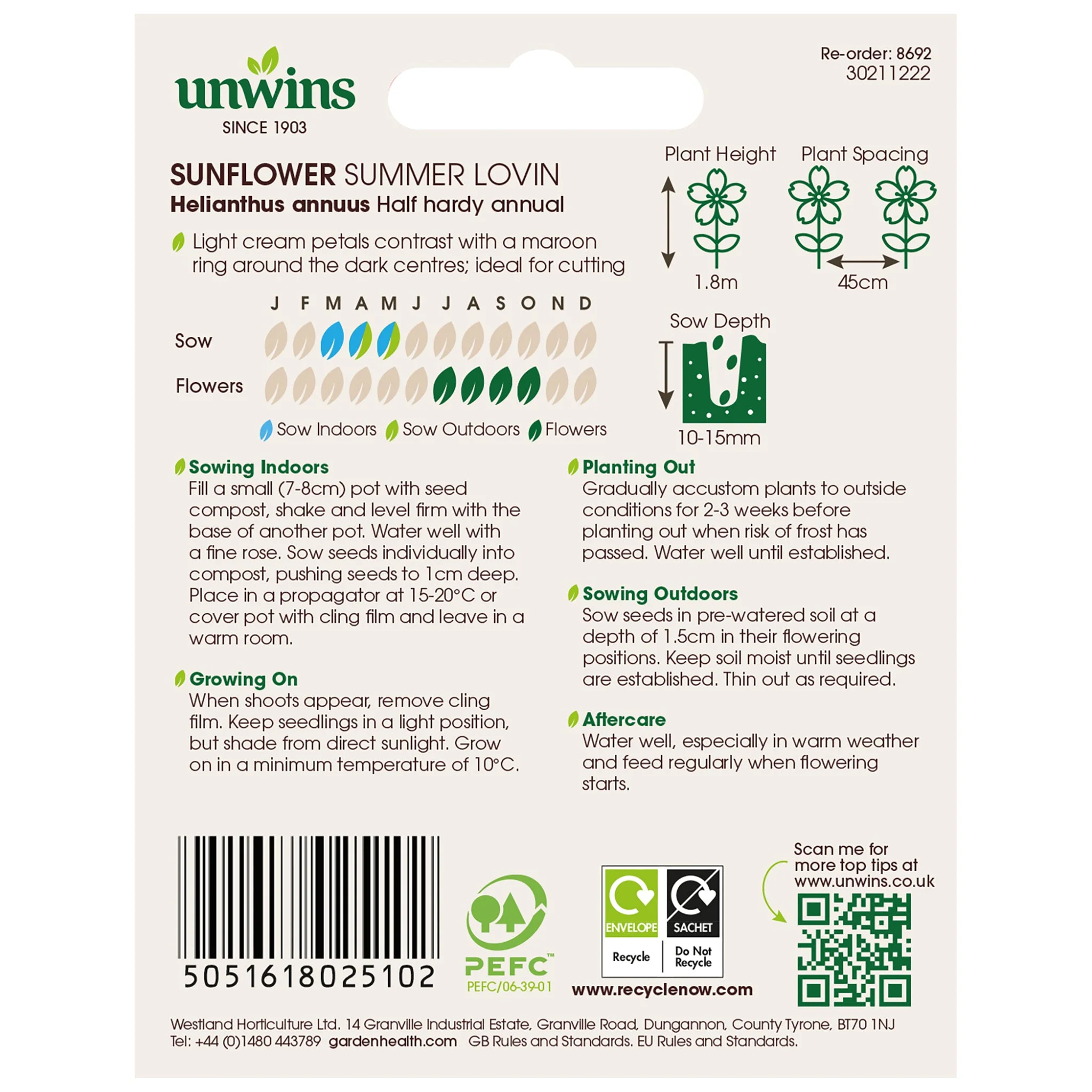 Unwins Sunflower Summer Lovin Seeds - Image 2