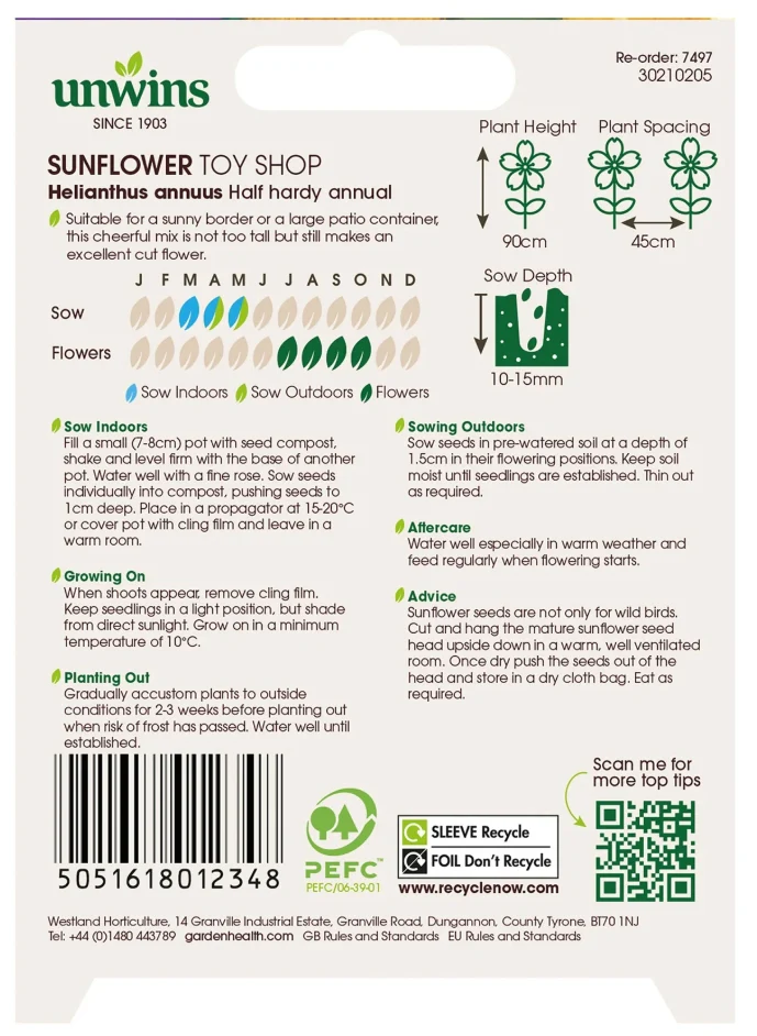 Unwins Sunflower Toy Shop Seeds - Image 2