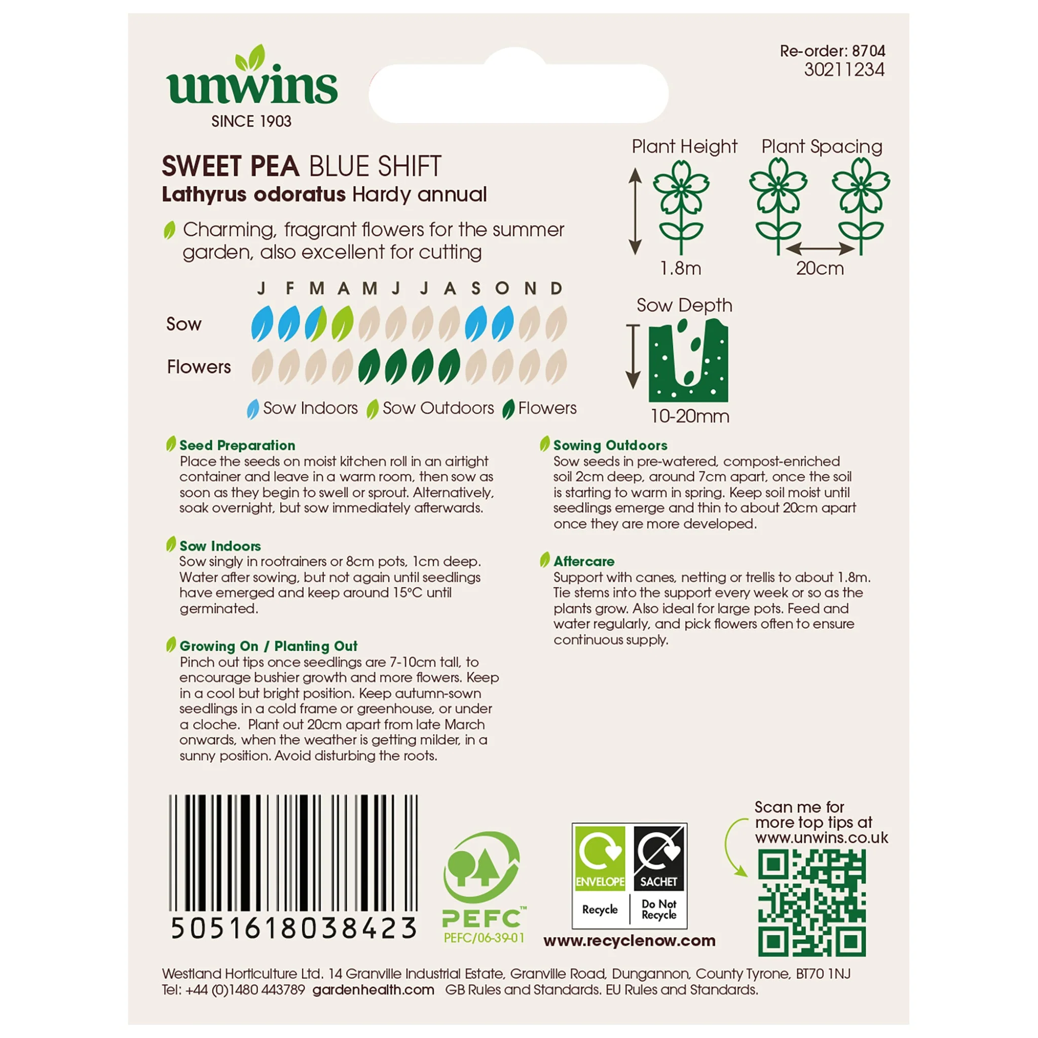 Unwins Sweet Pea Blue Shift Seeds - Image 2