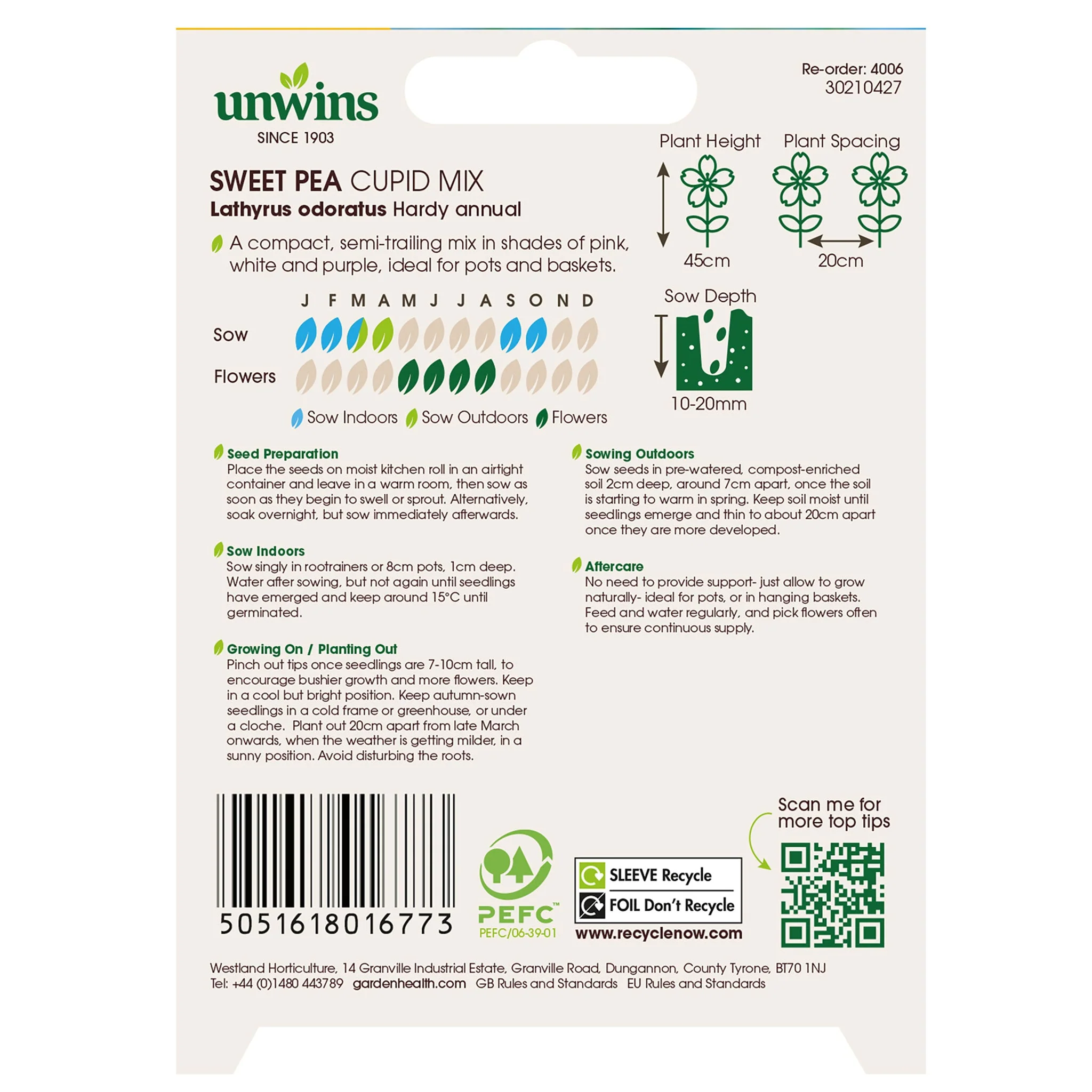 Unwins Sweet Pea Cupid Mix Seeds - Image 2