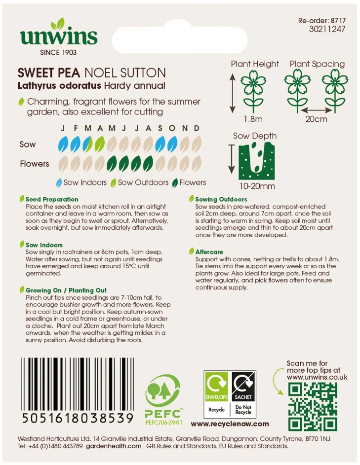 Unwins Sweet Pea Noel Sutton Seeds - Image 2