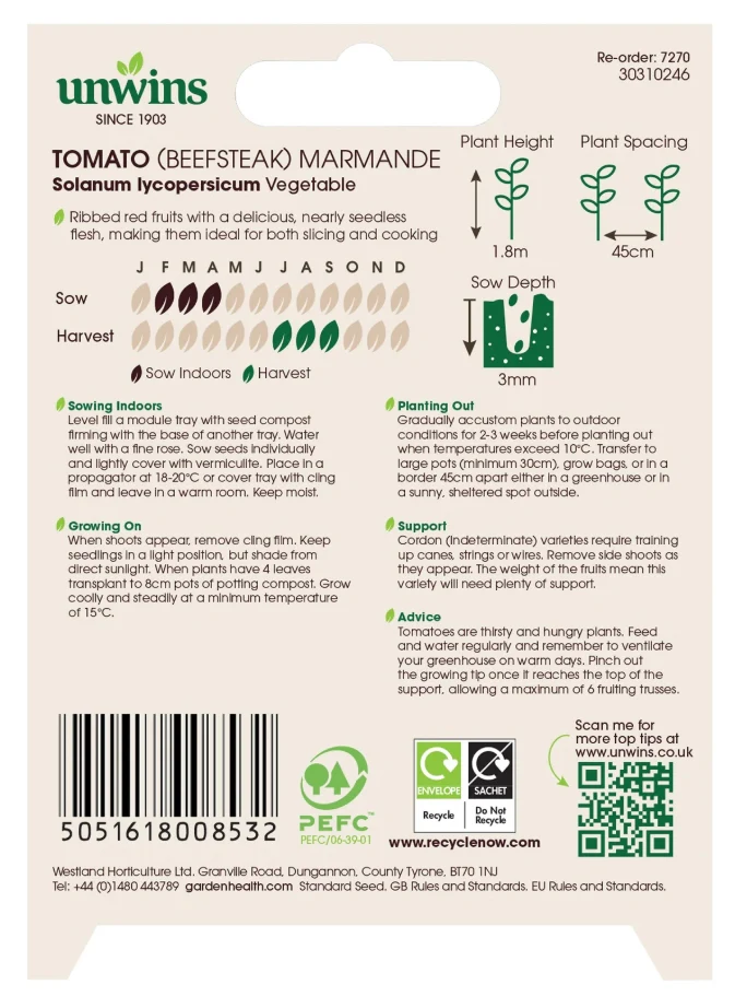 Unwins Beefsteak Tomato Marmande Seeds - Image 2