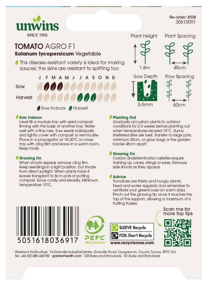 Unwins Organic Tomato Agro F1 Seeds - Image 2