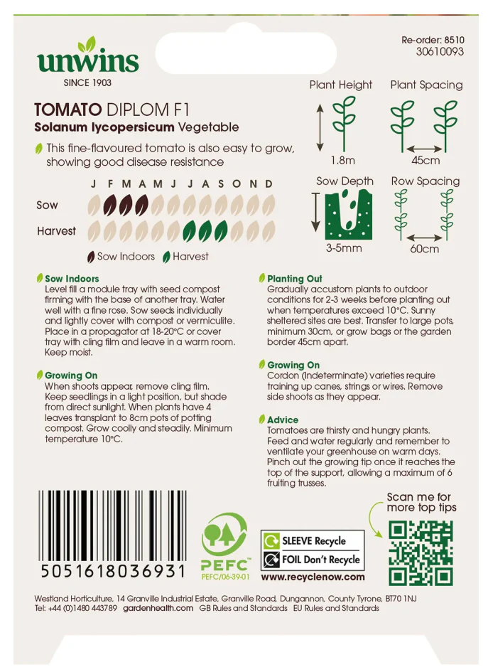 Unwins Organic Tomato Diplom F1 Seeds - Image 2
