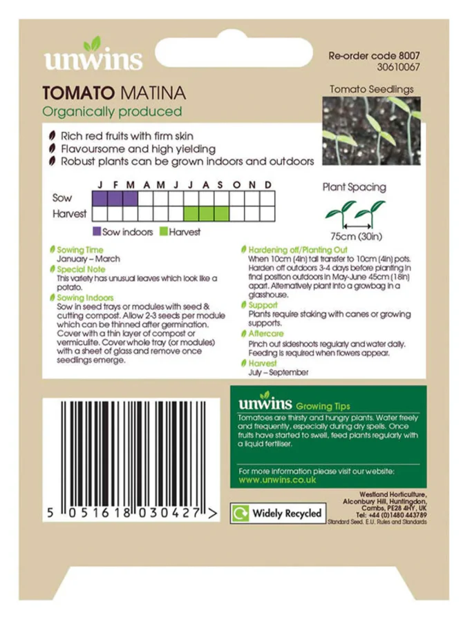 Unwins Organic Tomato Matina Seeds - Image 2