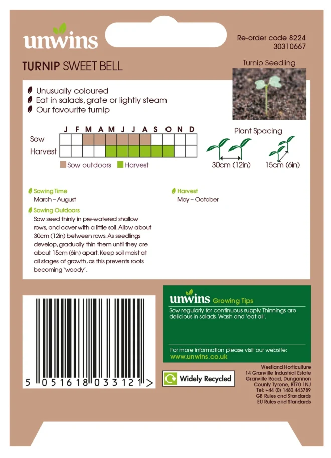 Unwins Turnip Sweetbell Seeds - Image 2