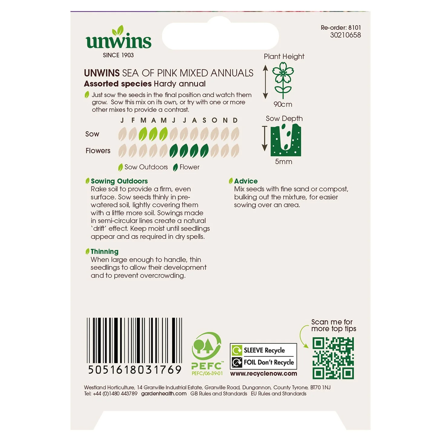 Unwins Sea of Pink Mixed Annuals Seeds - Image 2
