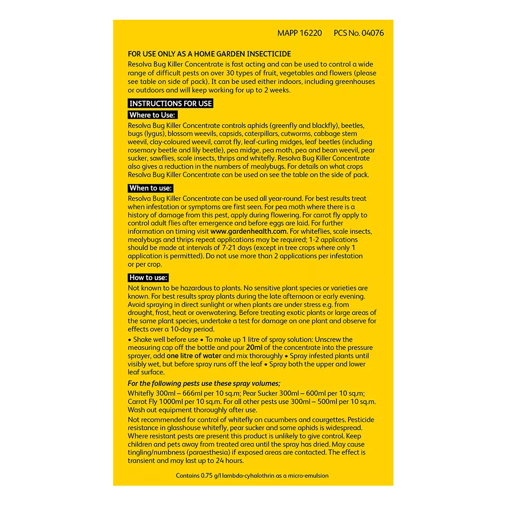 Westland Resolva Bug Killer Liquid Concentrate 250ml - Image 3