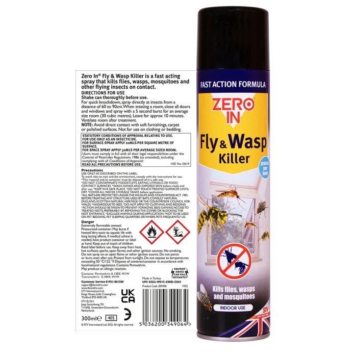 STV Zero In Fly & Wasp Killer Aerosol 300ml - Image 3